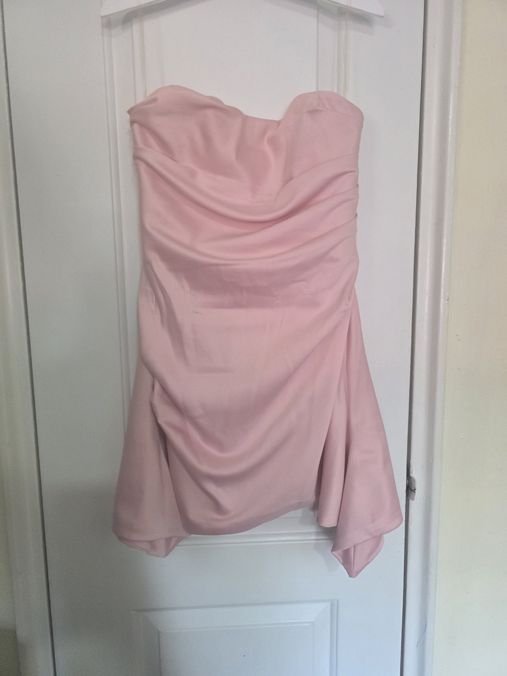 House of CB Strapless Blush Pink Draped Mini Dress